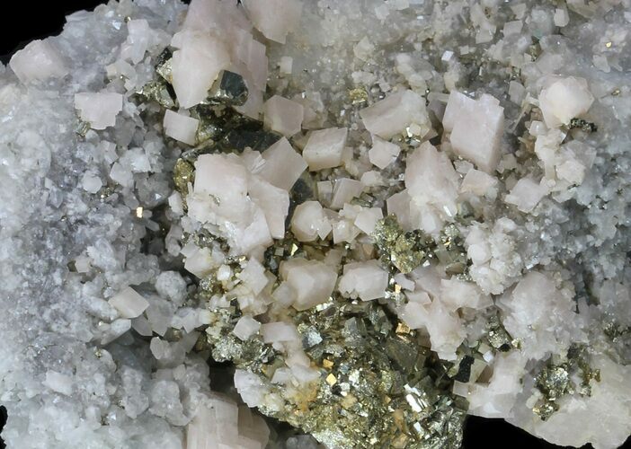 Pink Dolomite, Quartz & Pyrite - China #32682